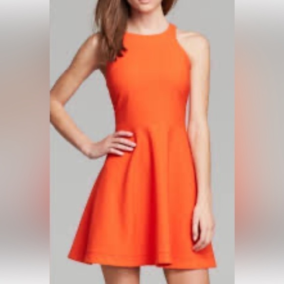 Elizabeth & JAMES RED/orange fit & flare skater dress size 4 - Picture 2 of 11